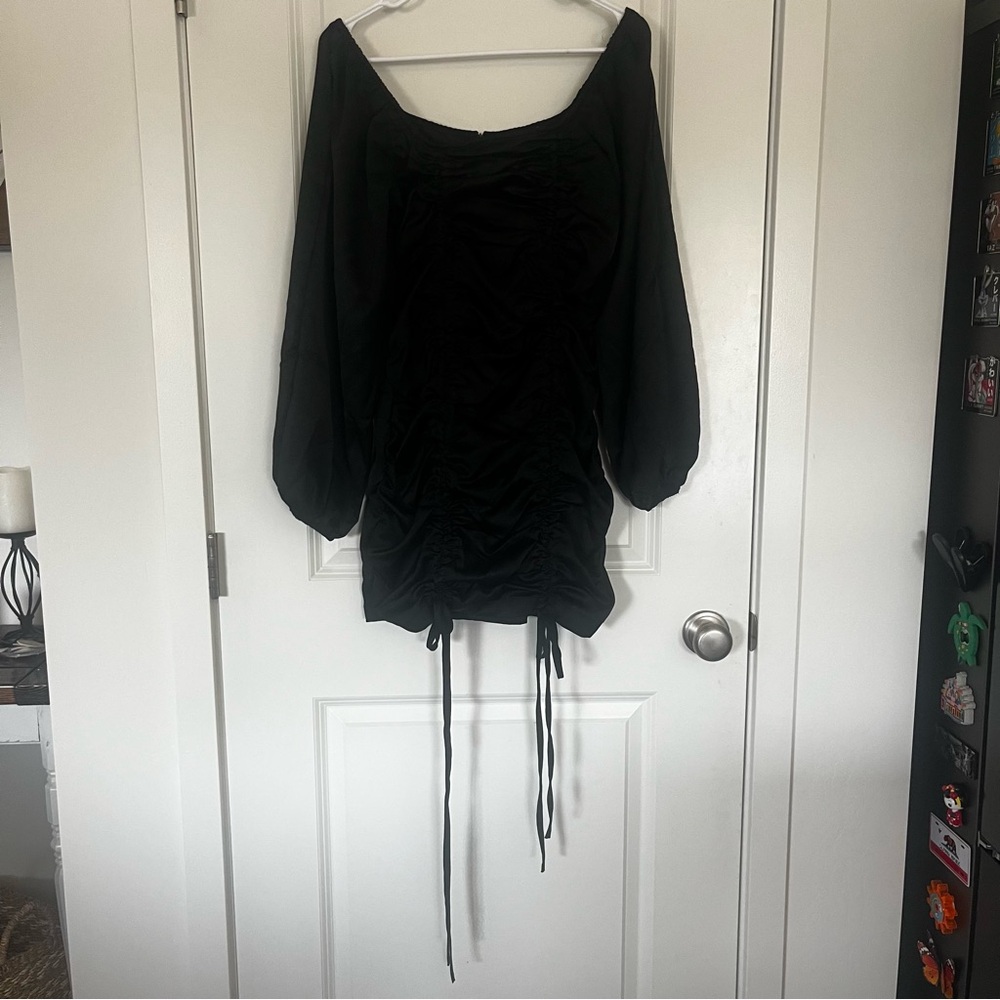 Fashion Nova Black Ruched Dress